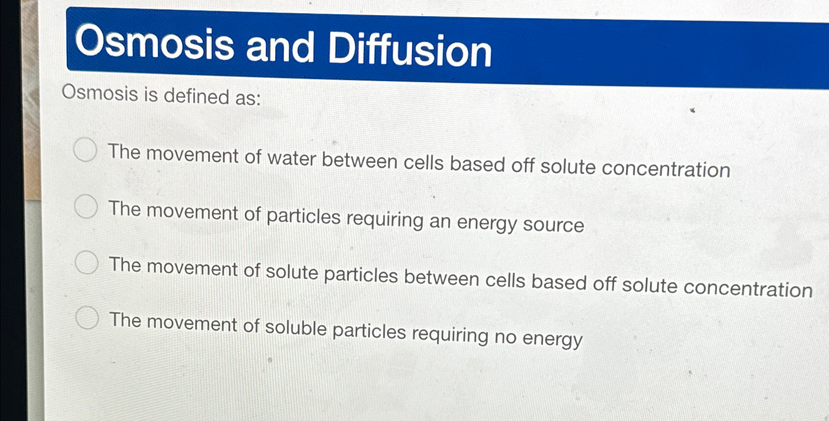 Solved Osmosis and DiffusionOsmosis is defined as:The | Chegg.com
