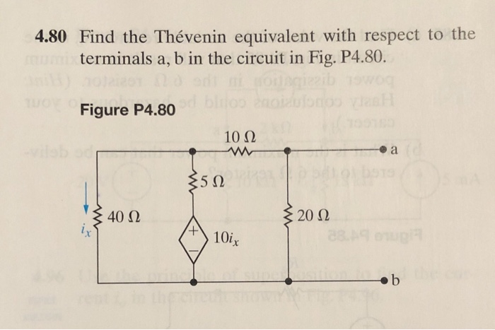 Solved 4.80 Find The Thévenin Equivalent With Respect To The | Chegg.com