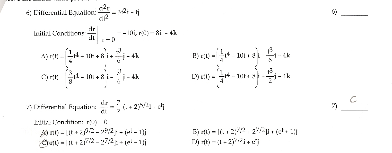 Solved Differential Equation D2r / Dt2 = 3t2i - Tj Initial | Chegg.com