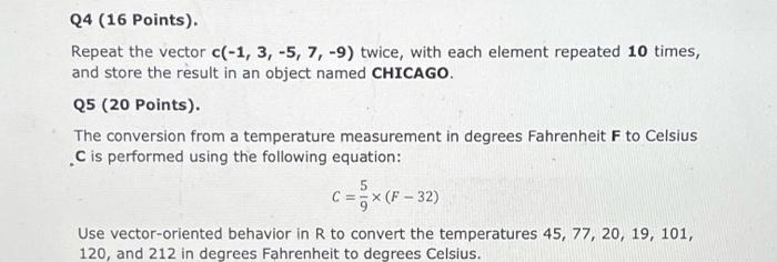 Solved Q4 16 Points . Repeat the vector c 1 3 5 7 9