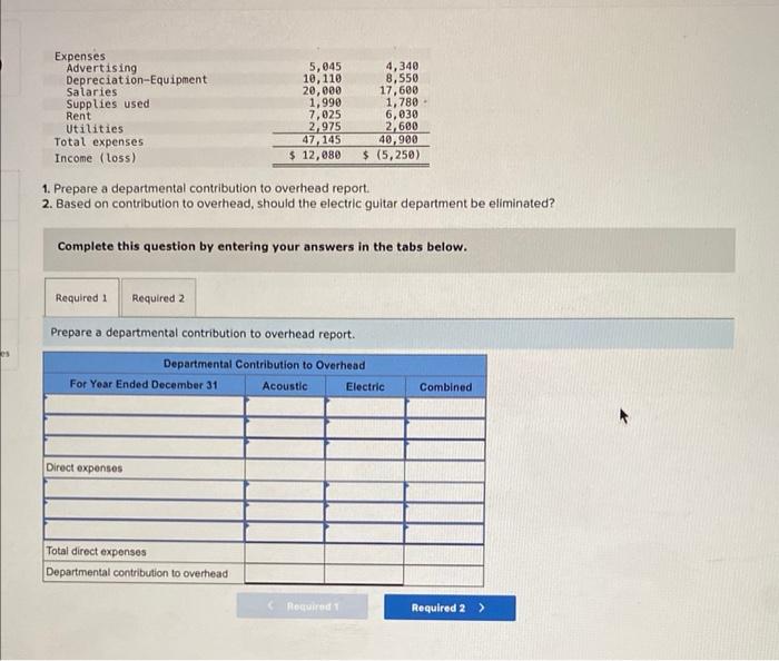 Solved Exercise 22-7 (Algo) Departmental Contribution To | Chegg.com