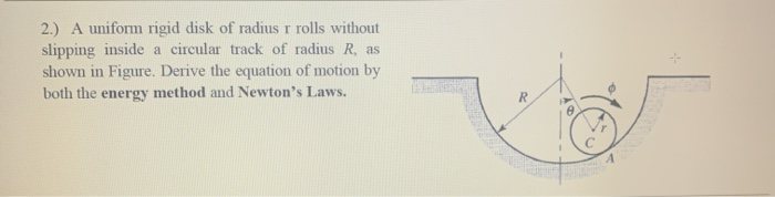 Solved 2.) A uniform rigid disk of radius r rolls without | Chegg.com