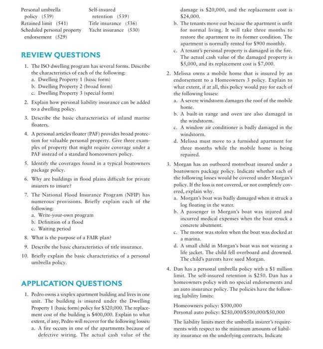 Solved Personal umbrella Selfinsured policy (539) retention