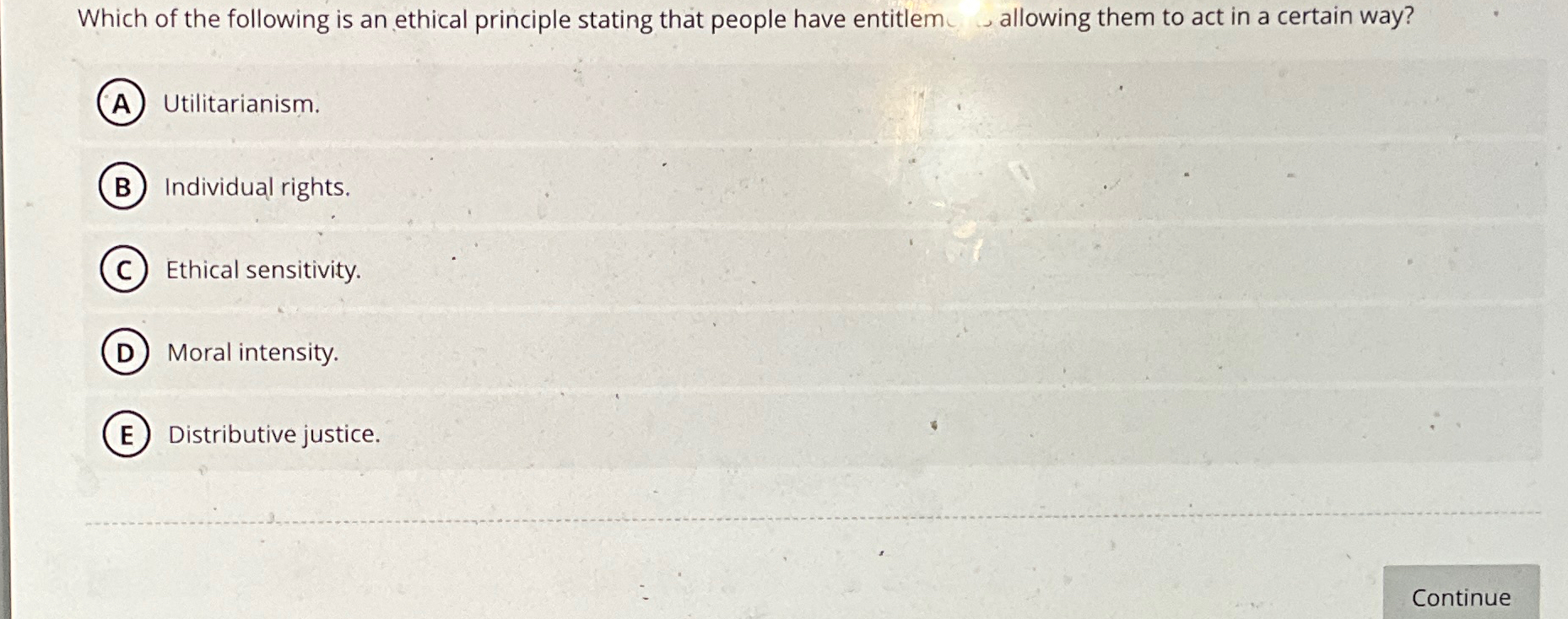 Solved Which of the following is an ethical principle | Chegg.com