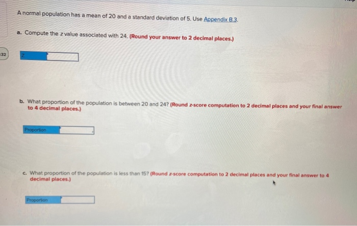 Solved A normal population has a mean of 20 and a standard | Chegg.com
