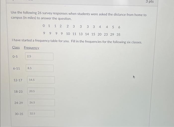 Solved Use the following 26 survey responses when students | Chegg.com