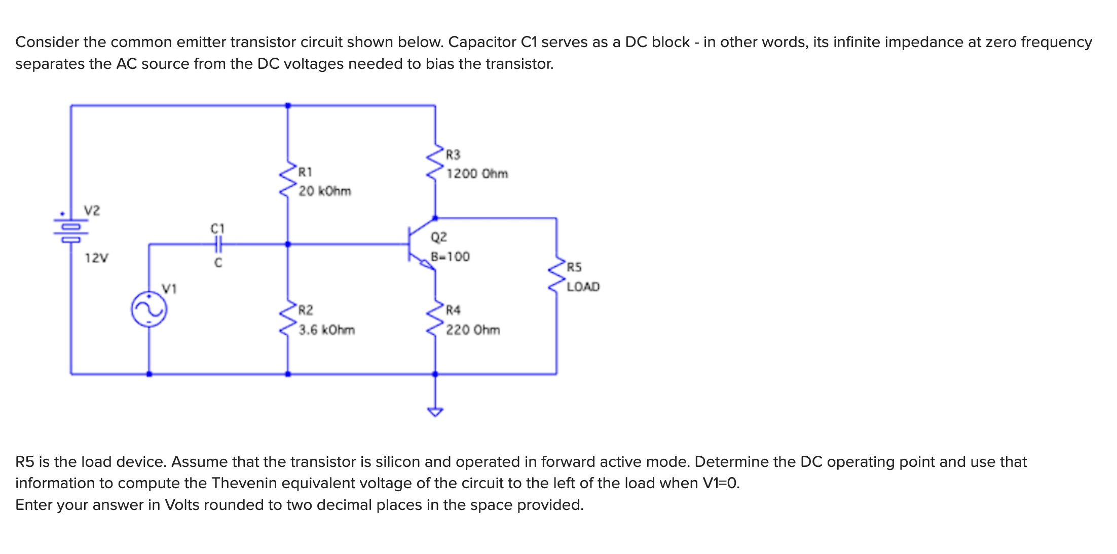Solved Consider the common emitter transistor circuit shown | Chegg.com