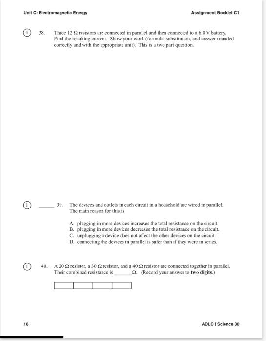 science 30 unit c assignment booklet c1