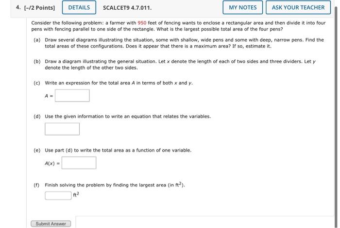 Solved Consider The Following Problem: A Farmer With 950 | Chegg.com