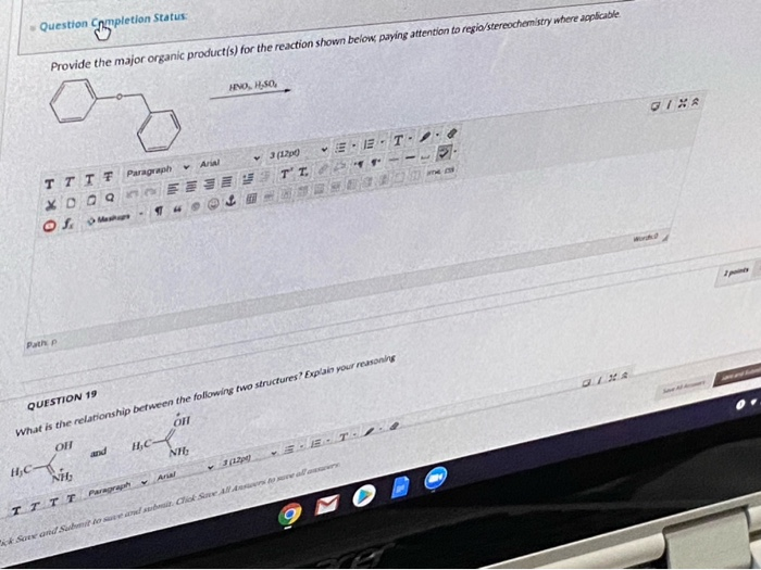 Solved Question Completion Status: Provide the major organic | Chegg.com