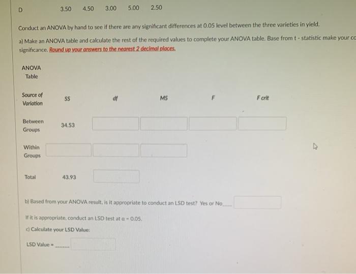 Solved Question 4. An experiment was conducted to compare a | Chegg.com