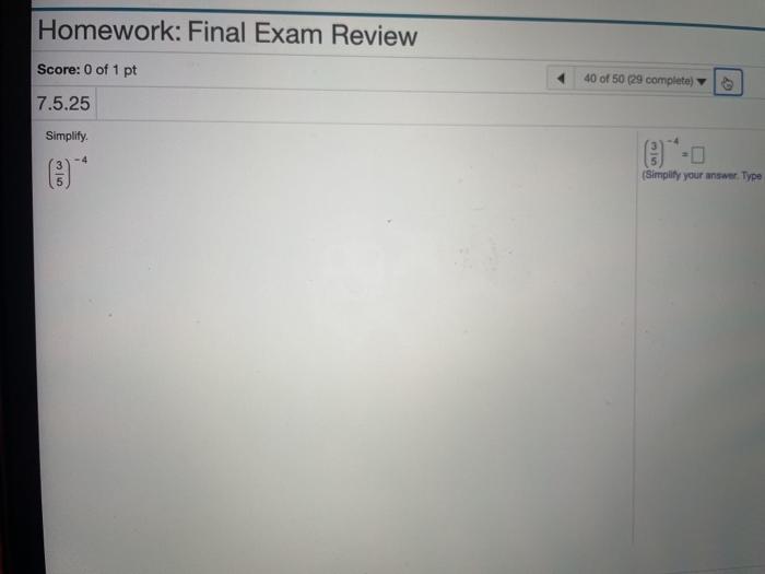 Solved Homework: Final Exam Review Score: 0 of 1 pt 38 of 50 | Chegg.com