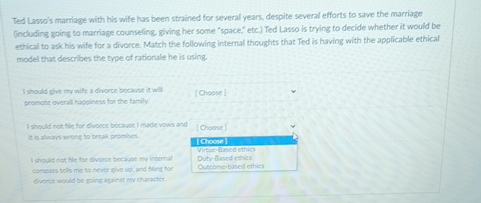 Solved Ted Lasso's marriage with his wife has been strained | Chegg.com