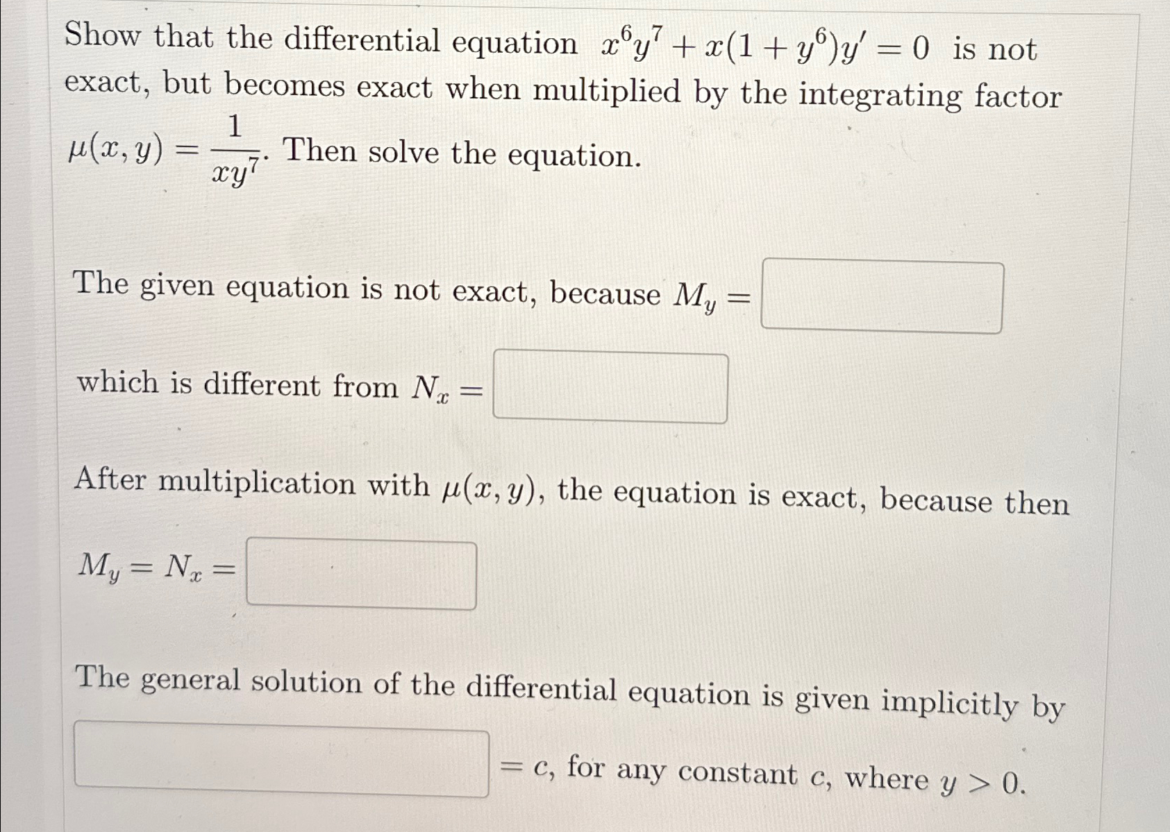 Solved Show that the differential equation | Chegg.com
