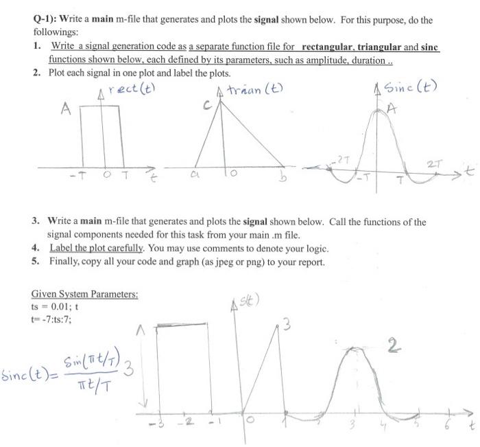 Solved Q-1): Write a main m-file that generates and plots | Chegg.com