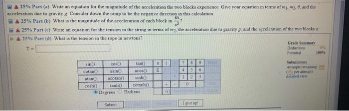 Solved Problem Two Blocks Are Connected By A String Chegg Com