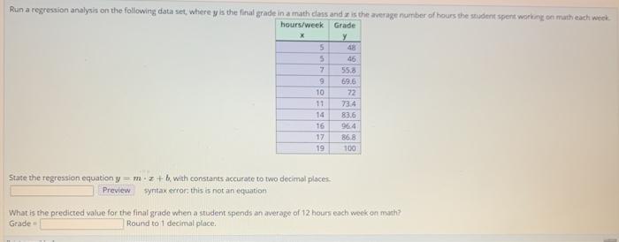 Solved 5 Run a regression analysis on the following data | Chegg.com