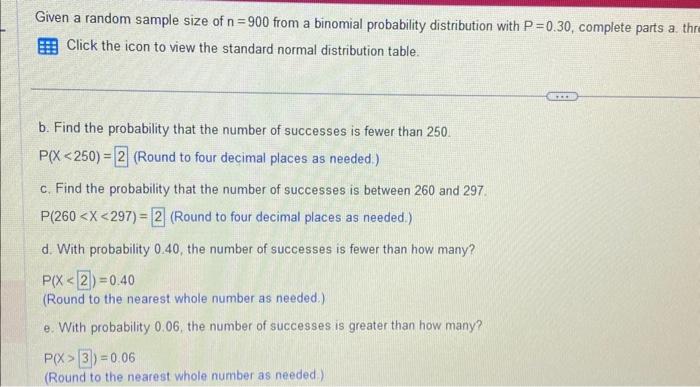 Solved Given a random sample size of n=900 from a binomial | Chegg.com