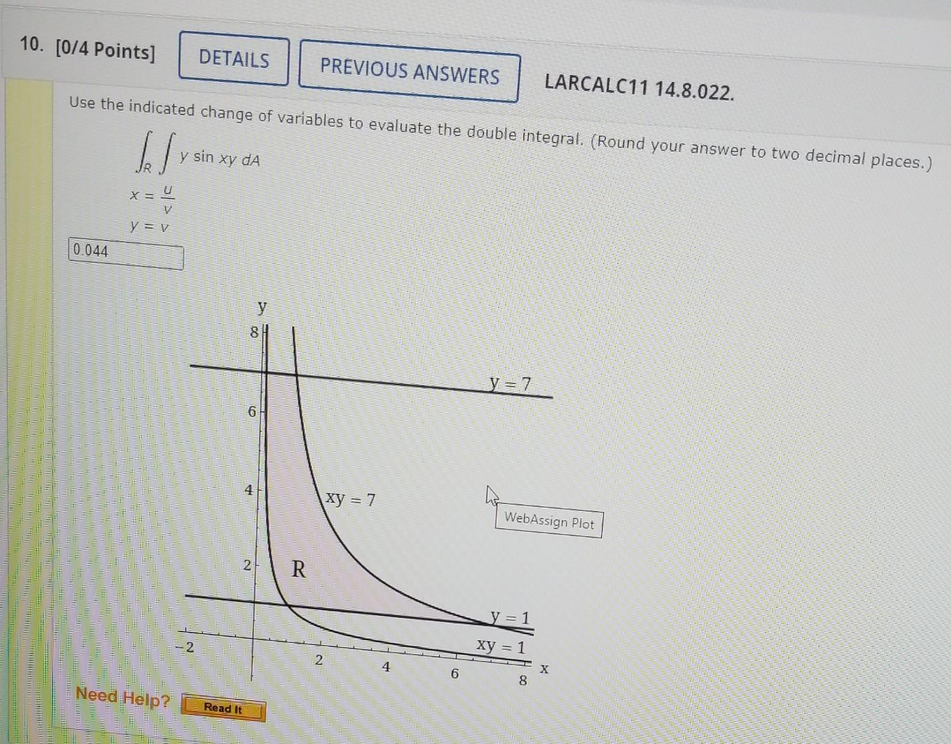Solved 10. [074 Points] DETAILS PREVIOUS ANSWERS LARCALC11 | Chegg.com