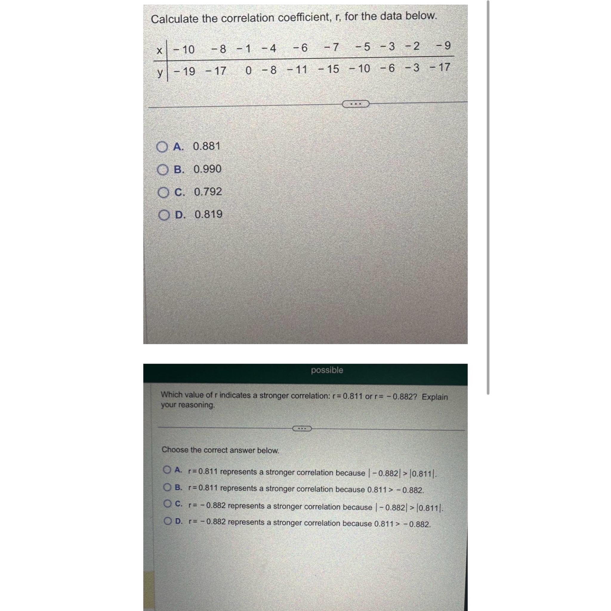 Solved Question 1-Calculate the correlation coefficient, r, | Chegg.com
