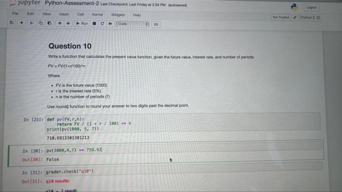 Solved Write a function that calculates the present value | Chegg.com