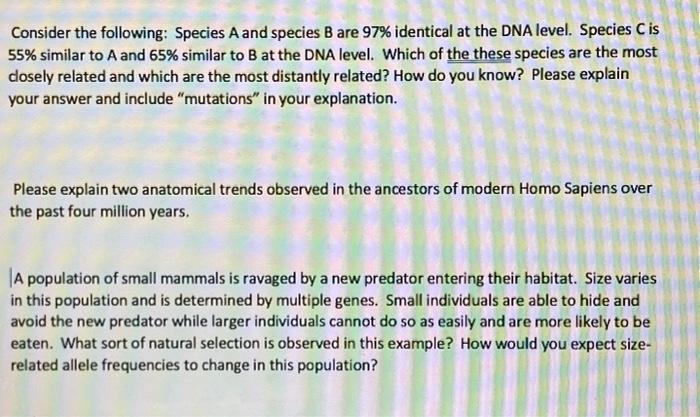 Solved Consider The Following: Species A And Species B Are | Chegg.com