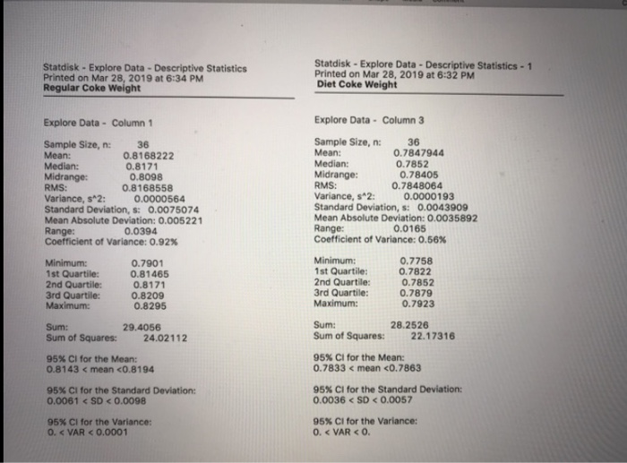 Comparing Data Open the Statdisk data set Elementary | Chegg.com