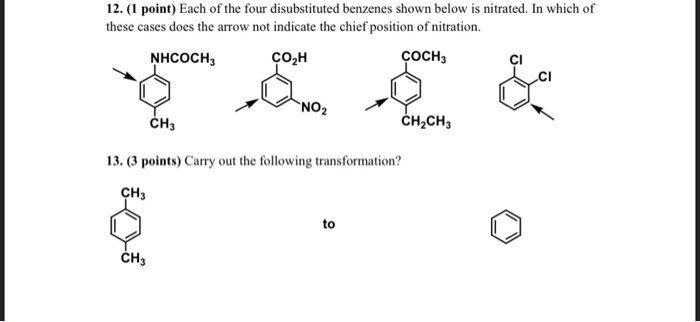 Solved 12. (1 point) Each of the four disubstituted benzenes | Chegg.com