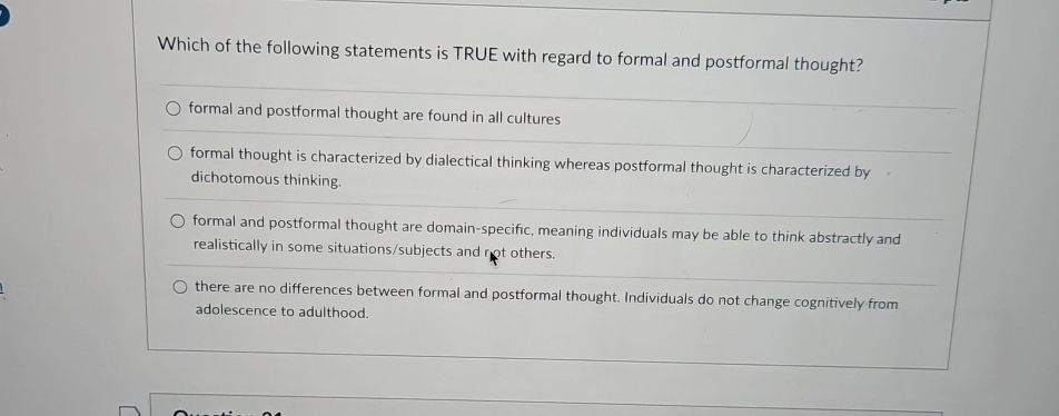 Solved Which of the following statements is TRUE with regard | Chegg.com
