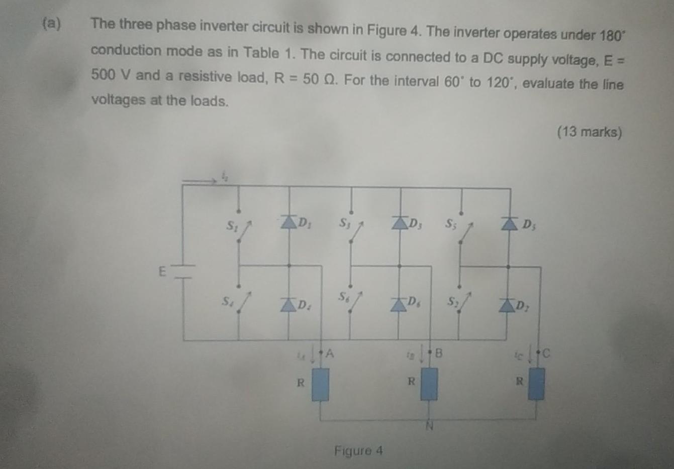 Solved (a) The three phase inverter circuit is shown in | Chegg.com