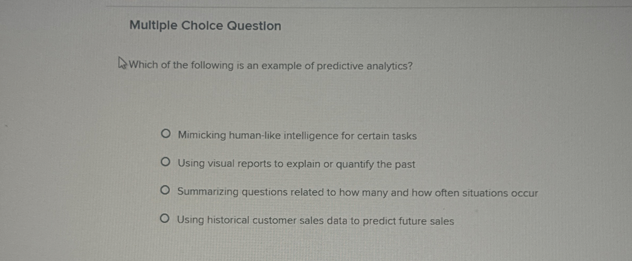 Solved Multiple Cholce QuestionWhich of the following is an | Chegg.com
