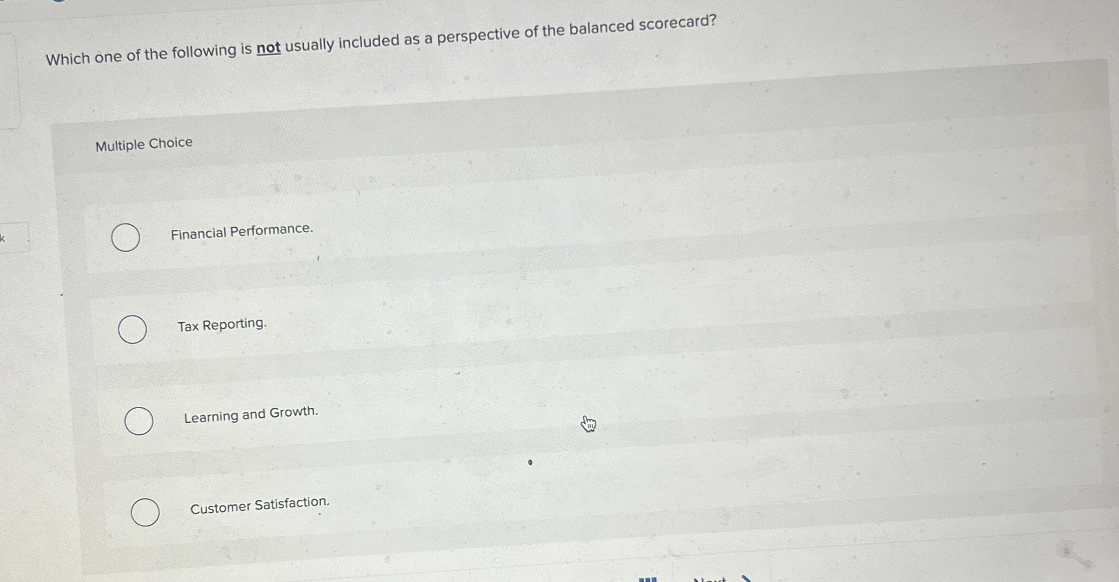 Solved Which one of the following is not usually included as | Chegg.com