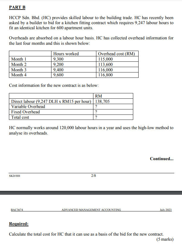 Hc Calculation Solved Required:Calculate the total cost for HC that it can | Chegg.com