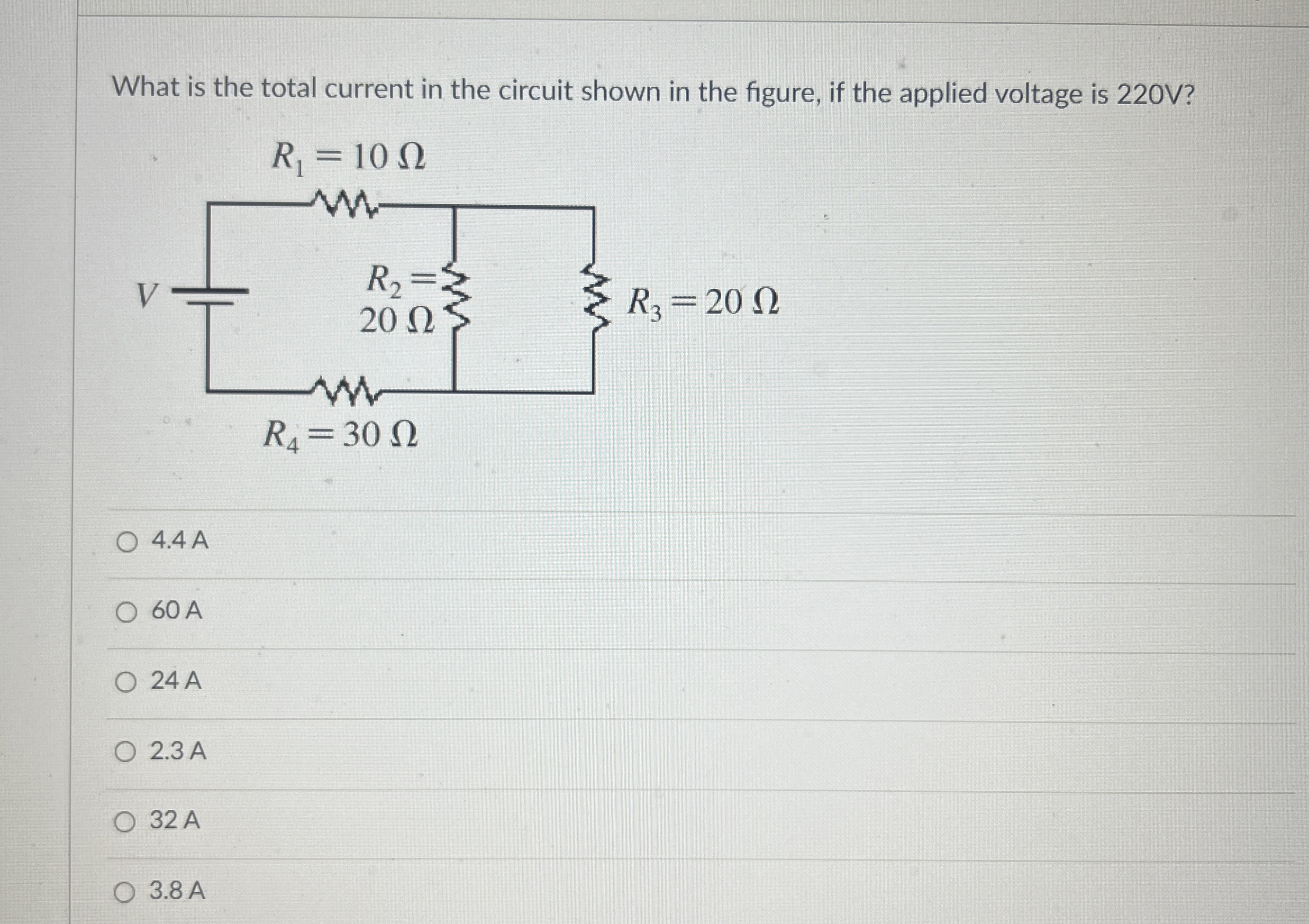 Solved What is the total current in the circuit shown in the | Chegg.com