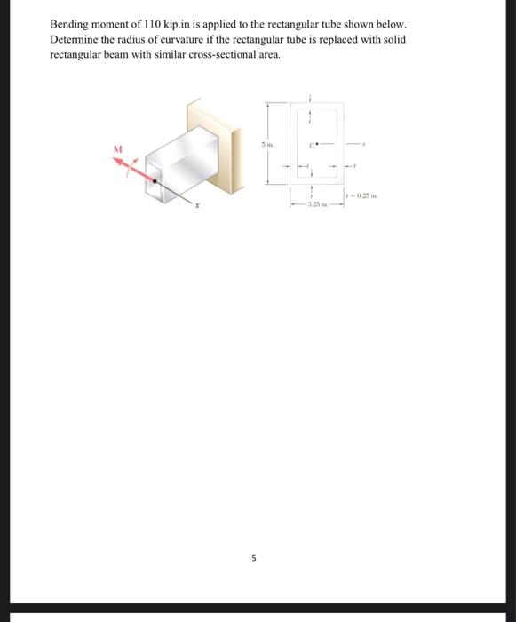 Solved Bending moment of 110 kip.in is applied to the | Chegg.com