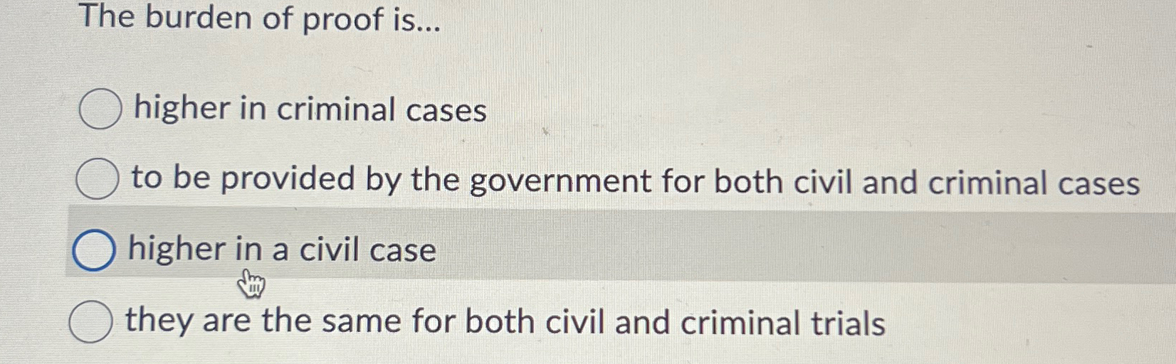 how does the burden of proof differ between civil and criminal cases