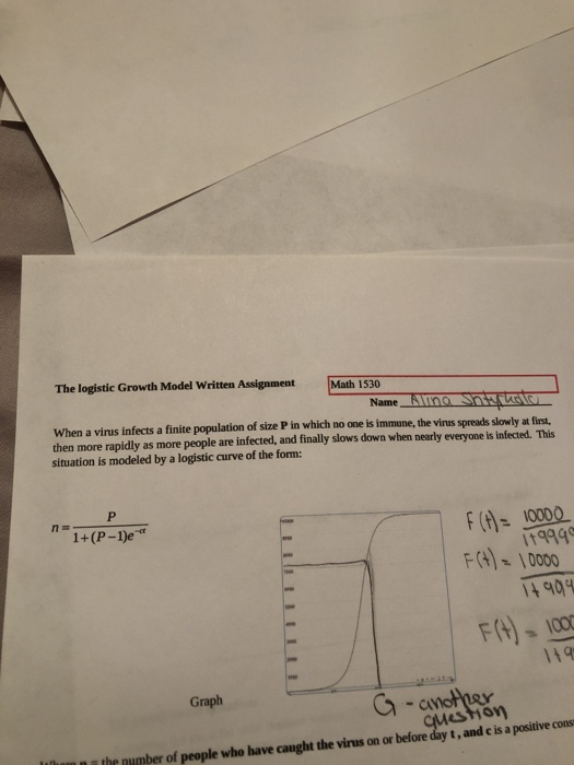 Solved The logistic Growth Model Written Assignment Math | Chegg.com
