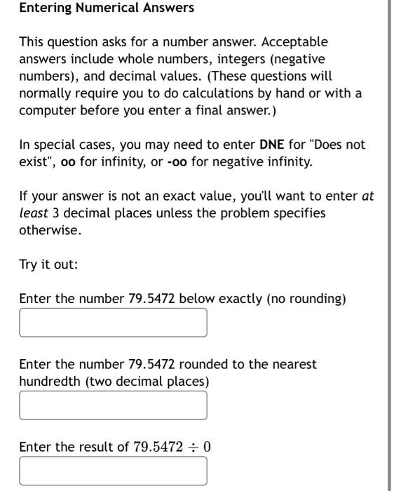 Solved Entering Numerical Answers This question asks for a | Chegg.com