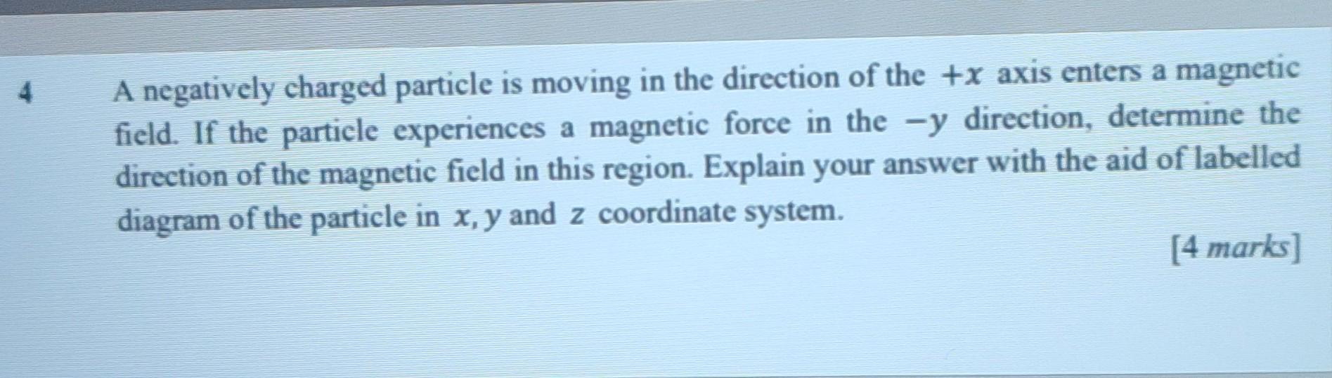 Solved A negatively charged particle is moving in the | Chegg.com