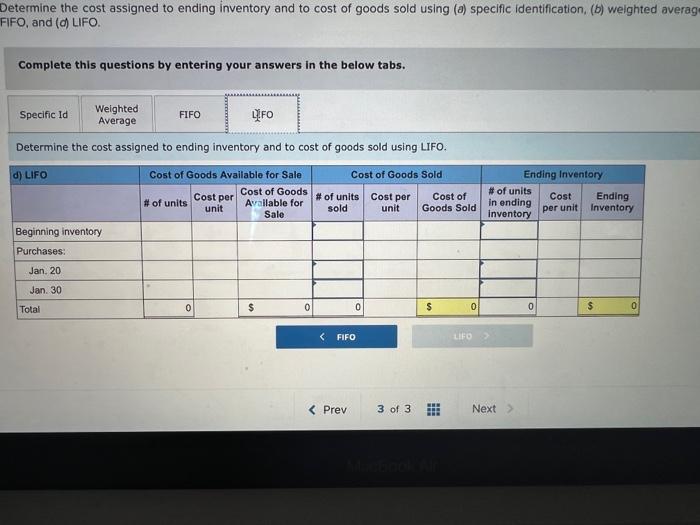 Solved determine the cost assigned to ending inventory and | Chegg.com