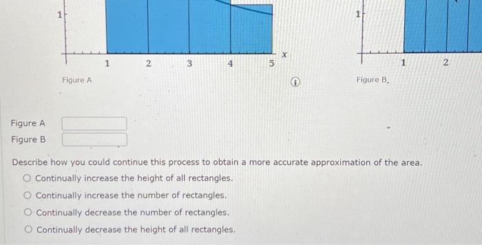 Figure A
Figure B
Describe how you could continue this process to obtain a more accurate approximation of the area. Continual