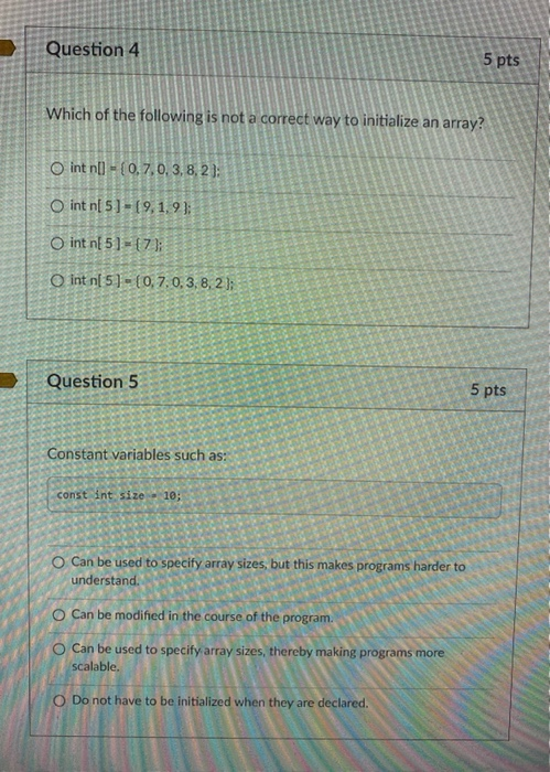Solved Question 4 5 pts Which of the following is not a | Chegg.com