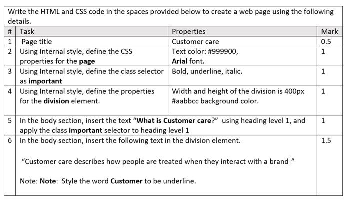 Solved Write the HTML and CSS code in the spaces provided | Chegg.com