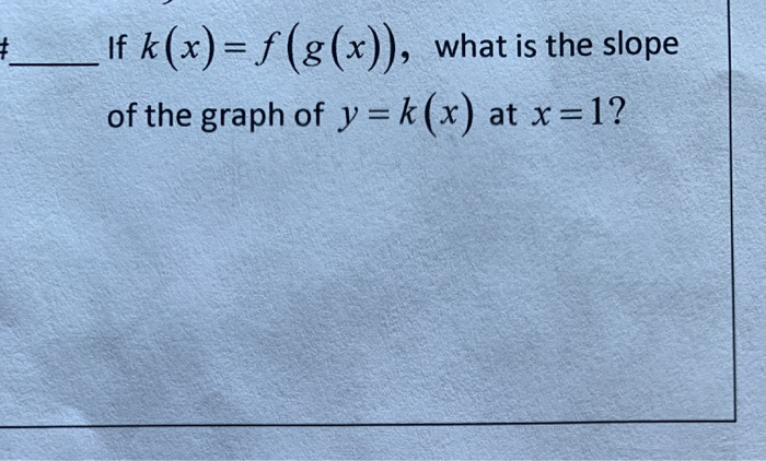 Solved If K X F G X What Is The Slope Of The Graph Chegg Com