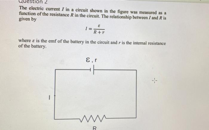 Solved The electric current I in a circuit shown in the | Chegg.com