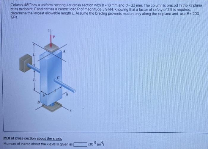 Solved Column ABC has a uniform rectangular cross section | Chegg.com