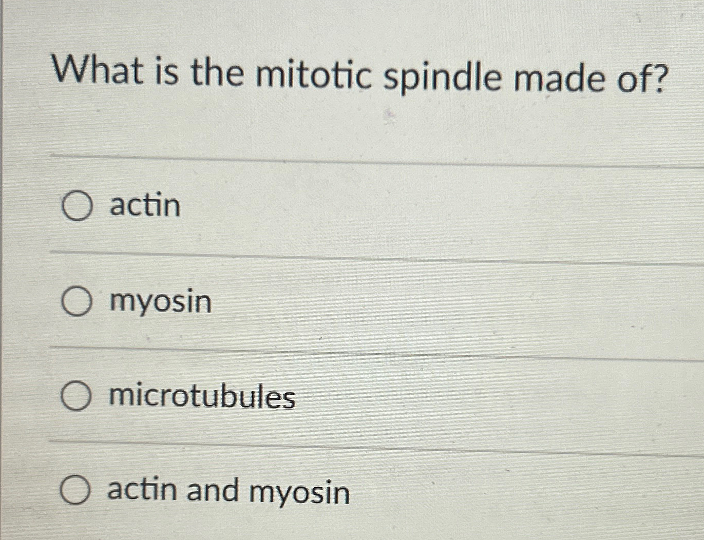 Solved What is the mitotic spindle made