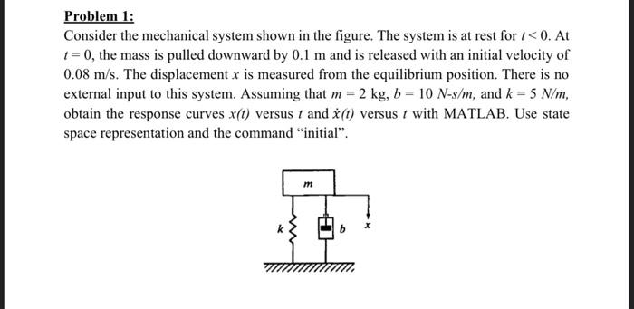 Solved Problem 1: Consider the mechanical system shown in | Chegg.com