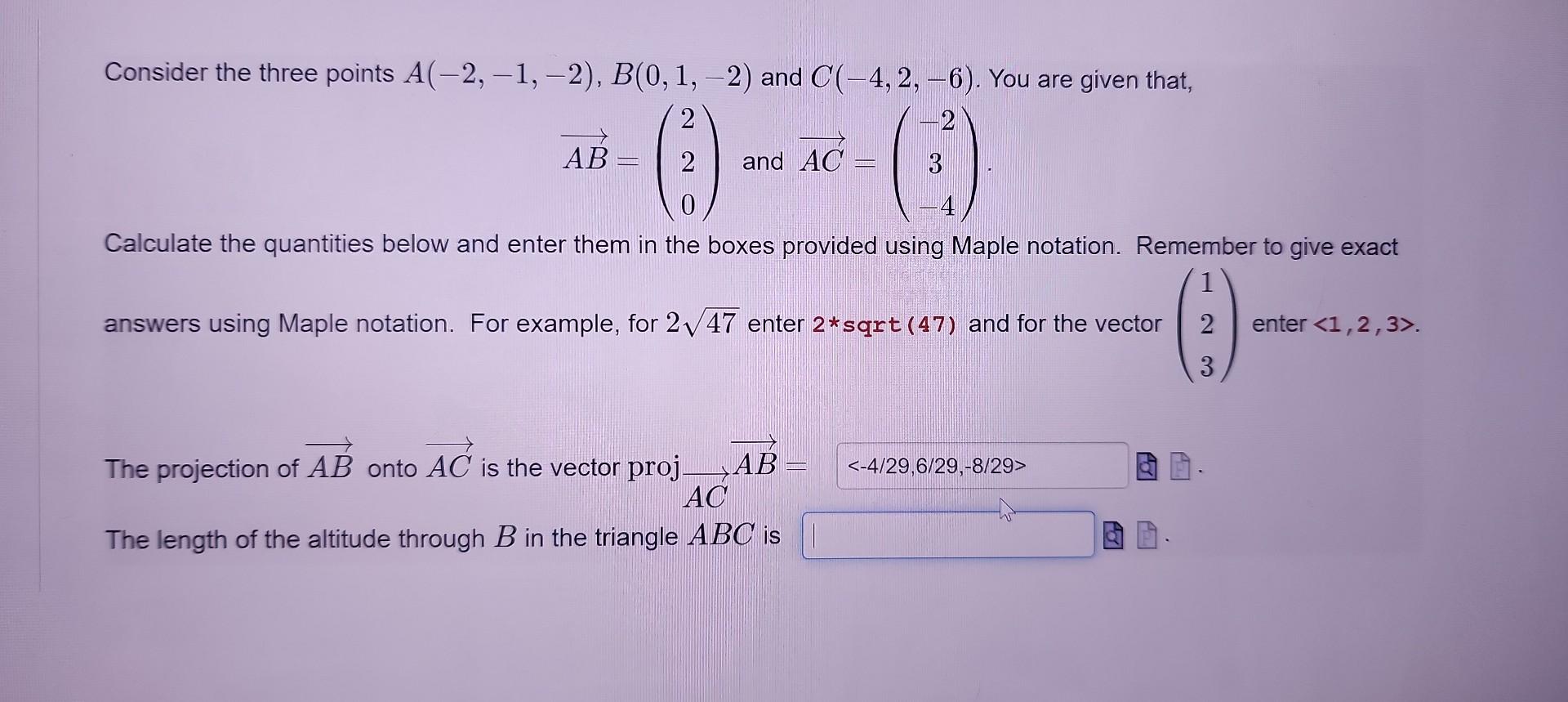 Solved Consider The Three Points A(−2,−1,−2),B(0,1,−2) And | Chegg.com