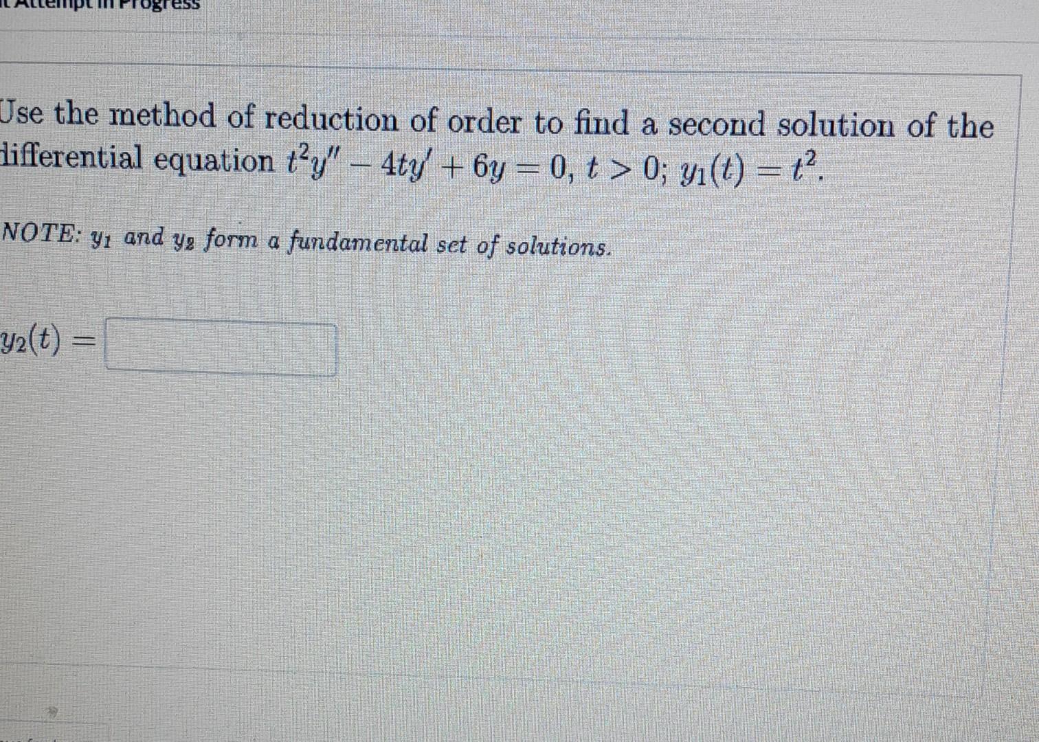 Solved Use the method of reduction of order to find a second | Chegg.com